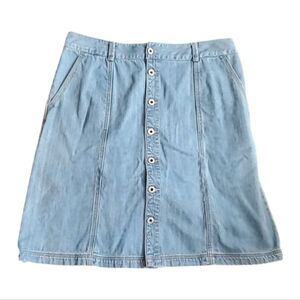 Denim Button-Front Skirt